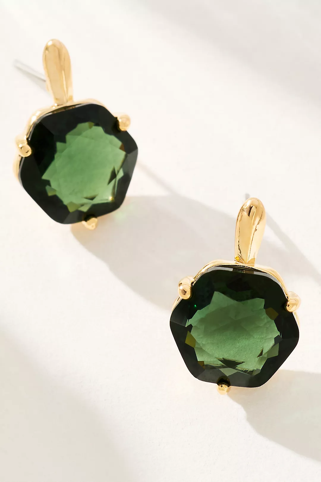 Hexagon Stone Post Earrings