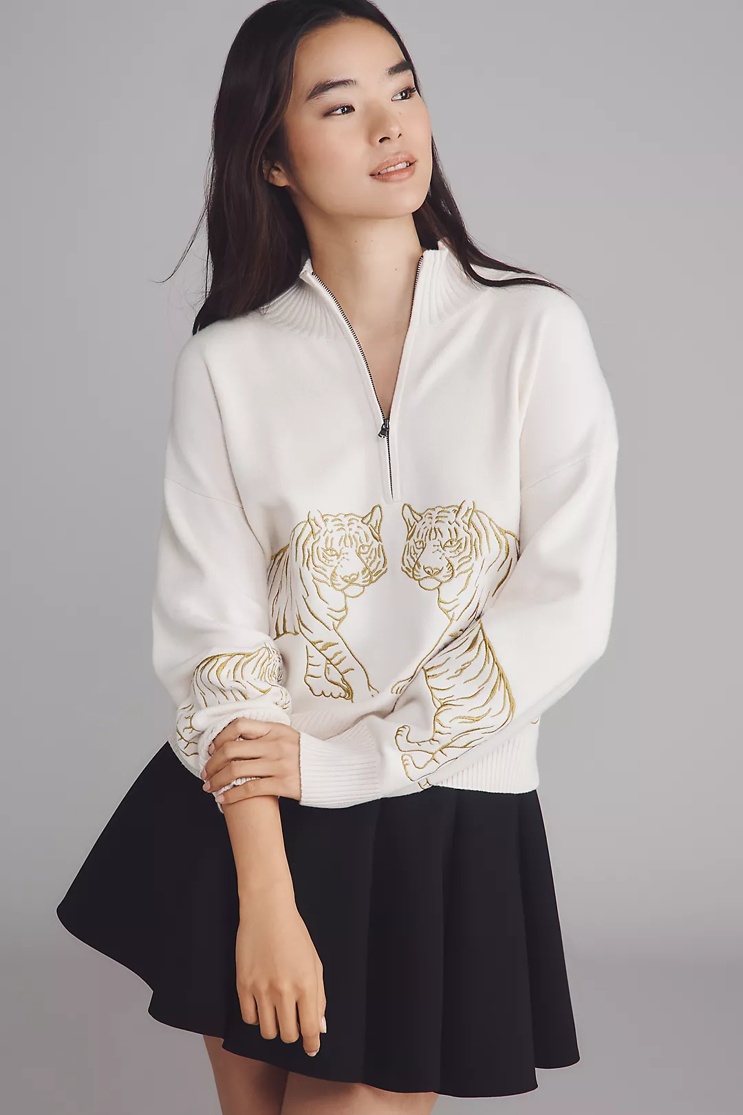 The Montana Mock-Neck Half-Zip Sweater by Maeve