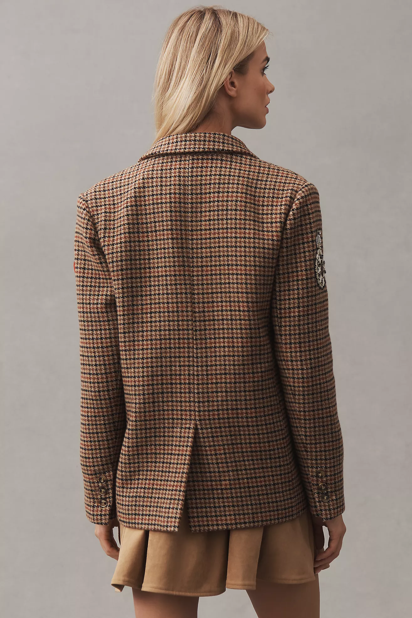 By Anthropologie Patches Houndstooth Blazer