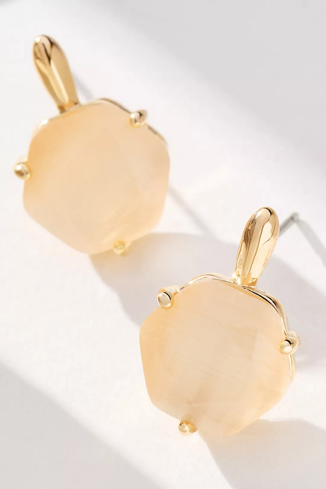 Hexagon Stone Post Earrings