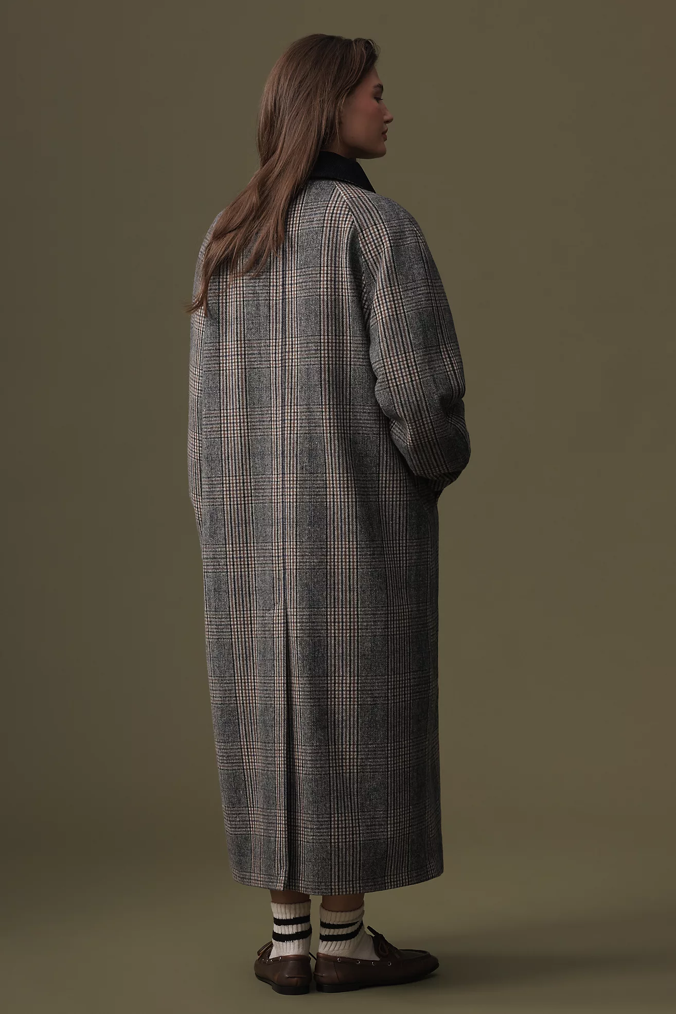 By Anthropologie Checked Wool Blend Coat