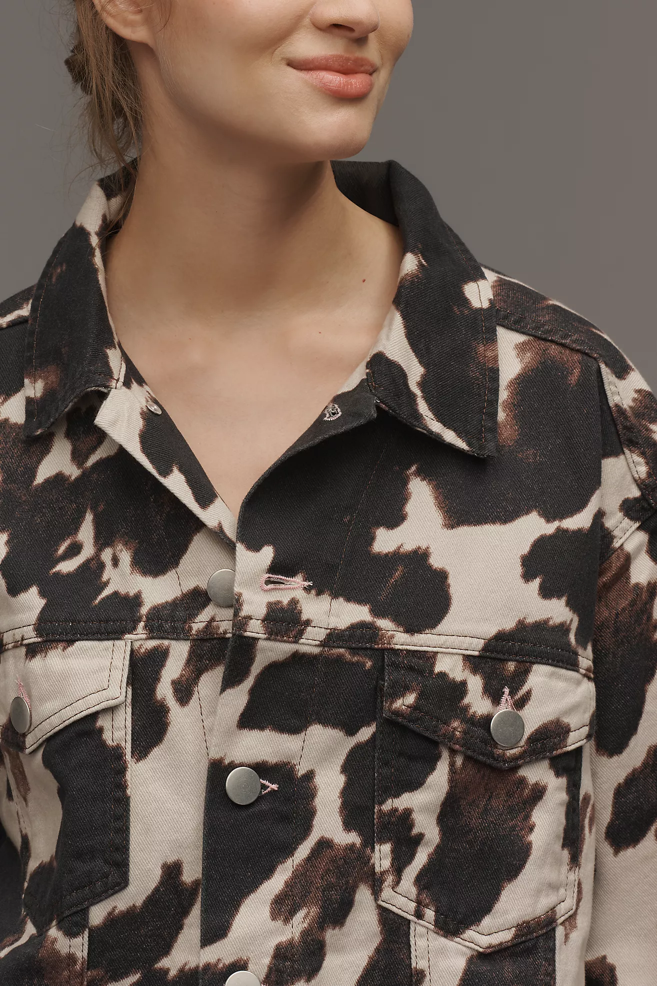 Pilcro Cow-Print Trucker Jacket