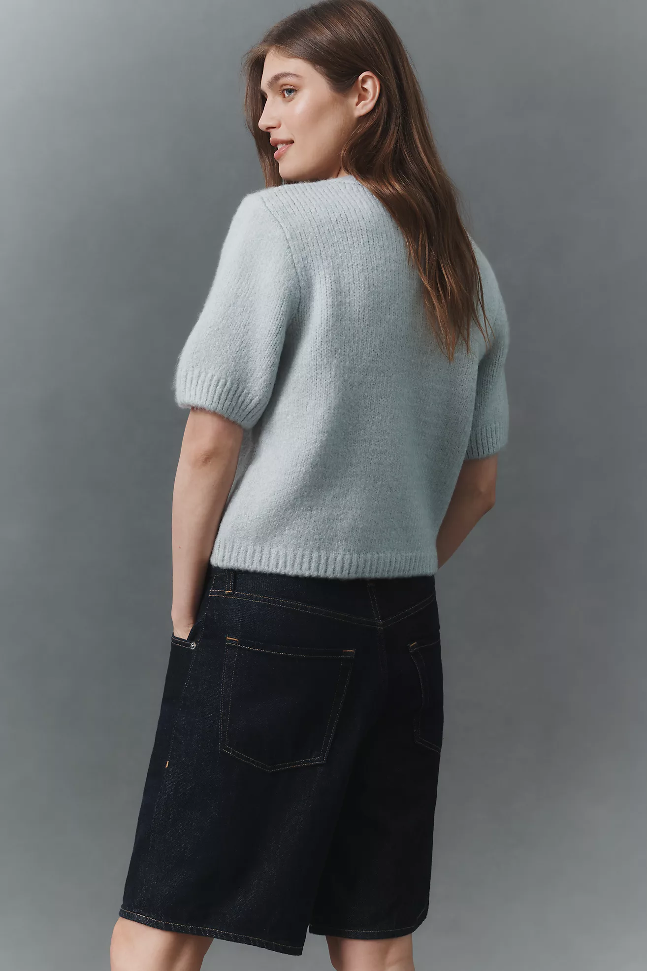 Maeve Short-Sleeve Bow Cardigan Sweater
