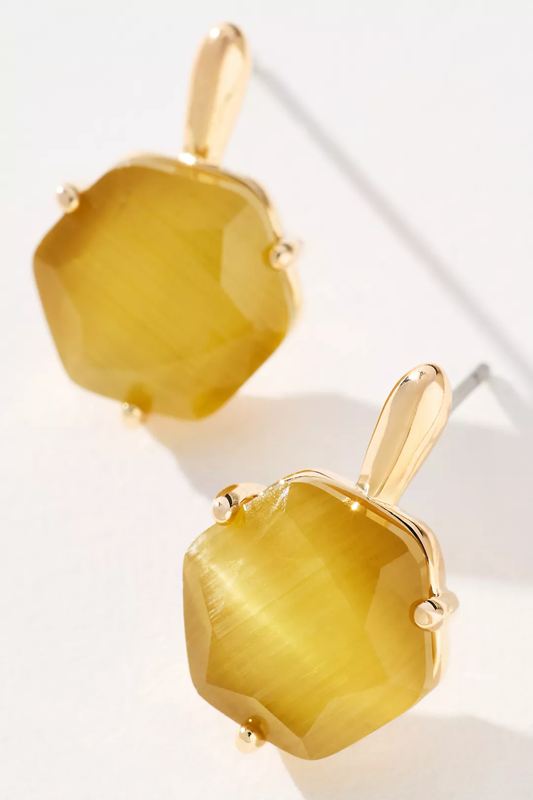 Hexagon Stone Post Earrings