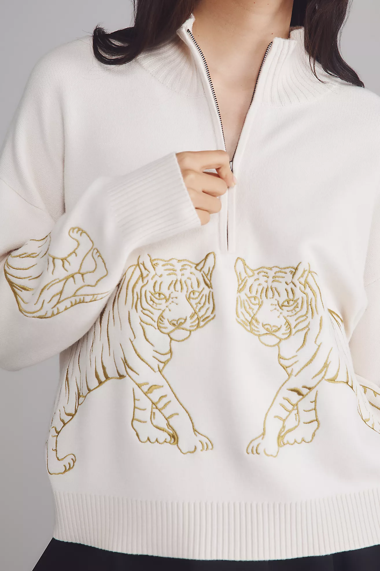 The Montana Mock-Neck Half-Zip Sweater by Maeve