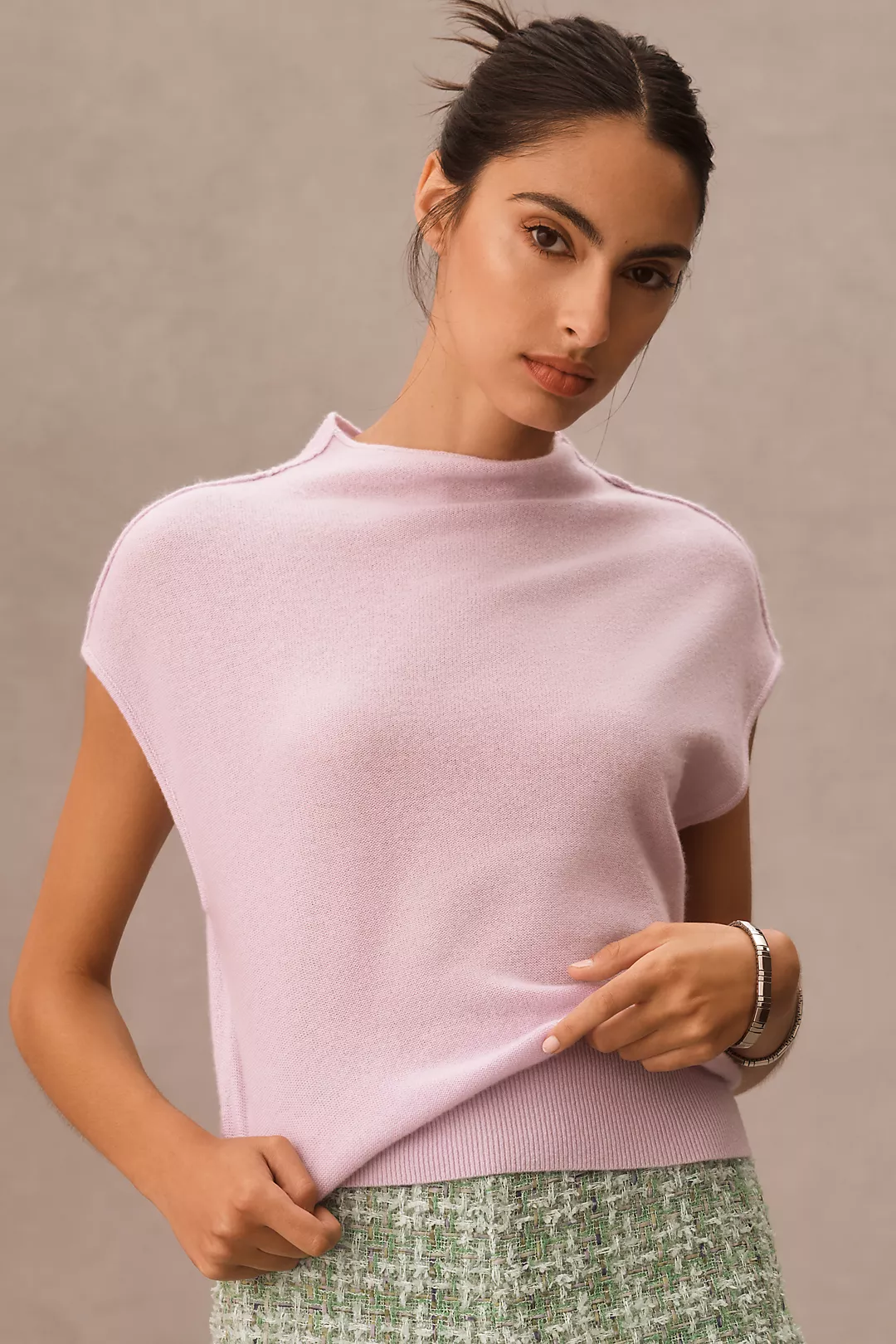 By Anthropologie Mock-Neck Cashmere Sweater Tee