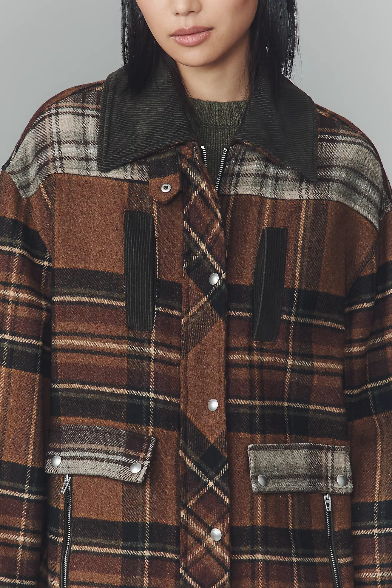 BLANKNYC Situationship Plaid Shirt Jacket