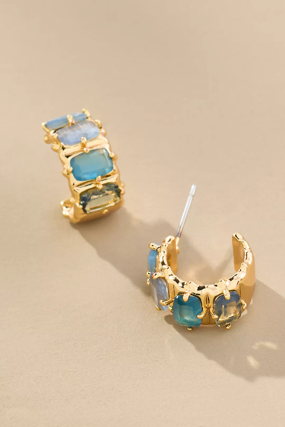 Crystal Baguette Huggie Hoop Earrings