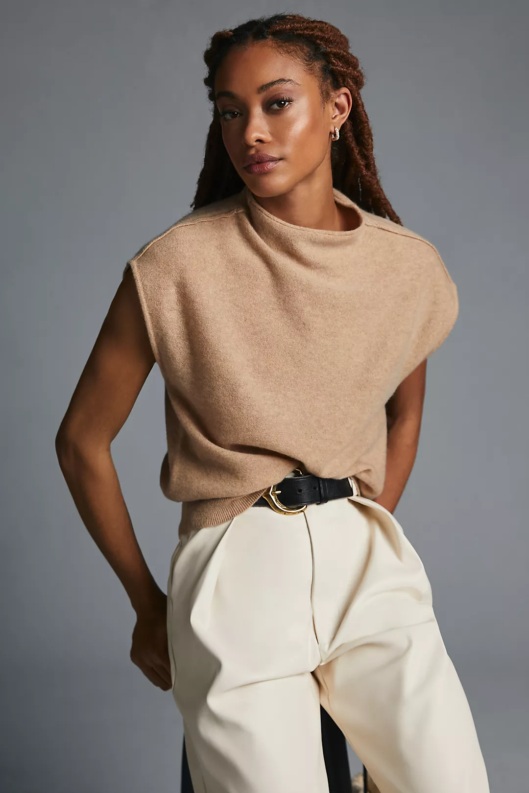 By Anthropologie Mock-Neck Cashmere Sweater Tee