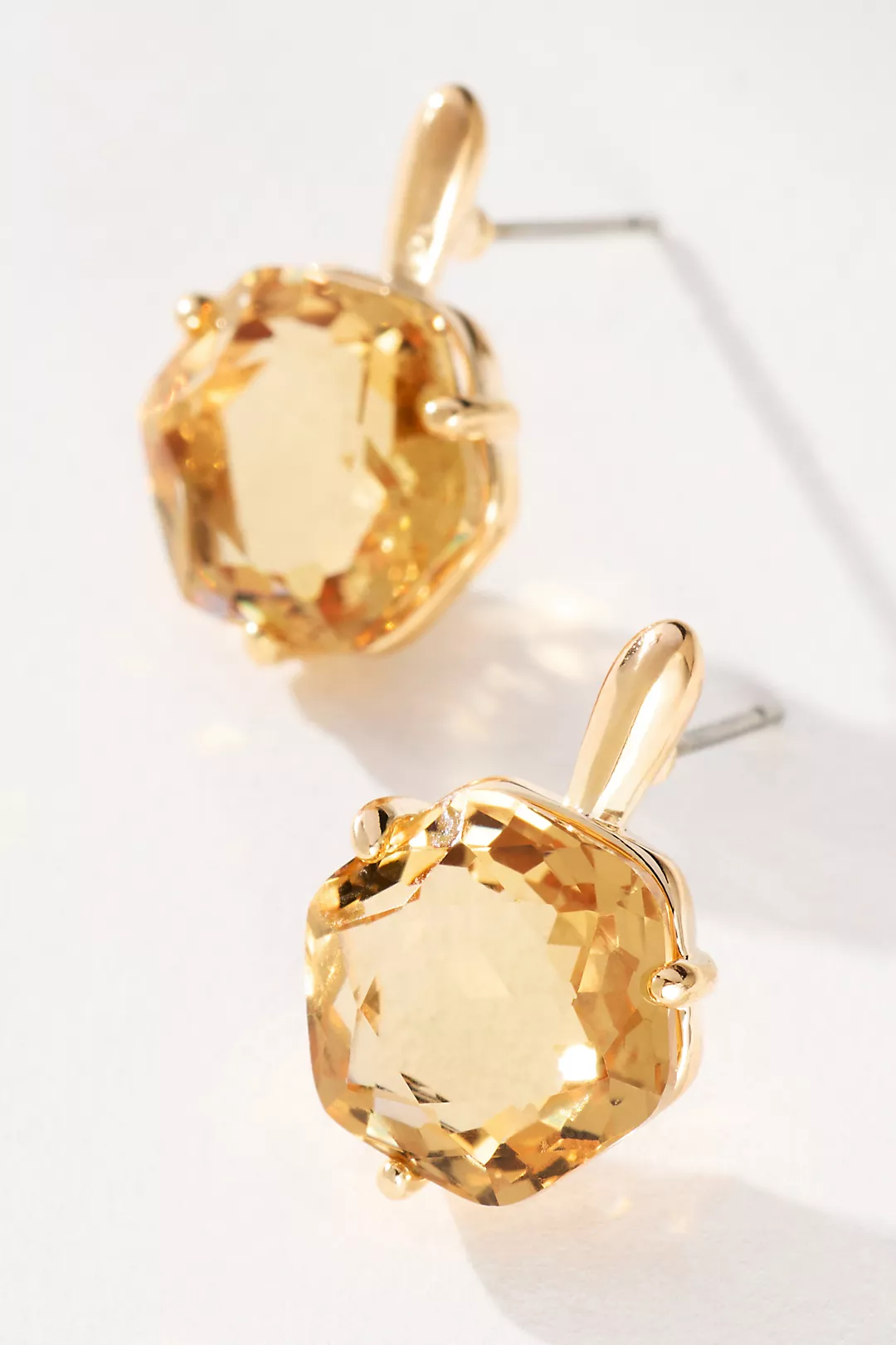 Hexagon Stone Post Earrings