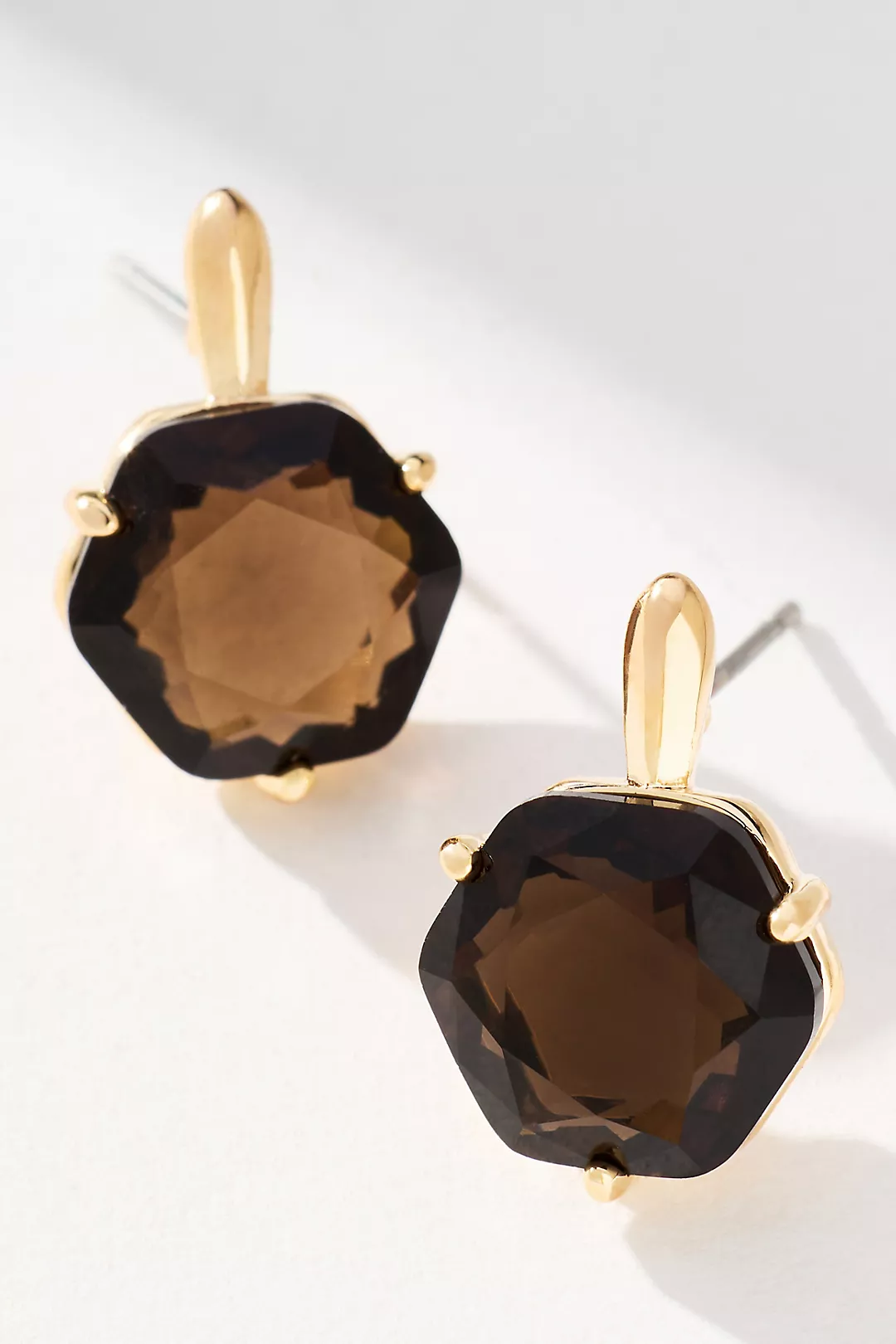 Hexagon Stone Post Earrings