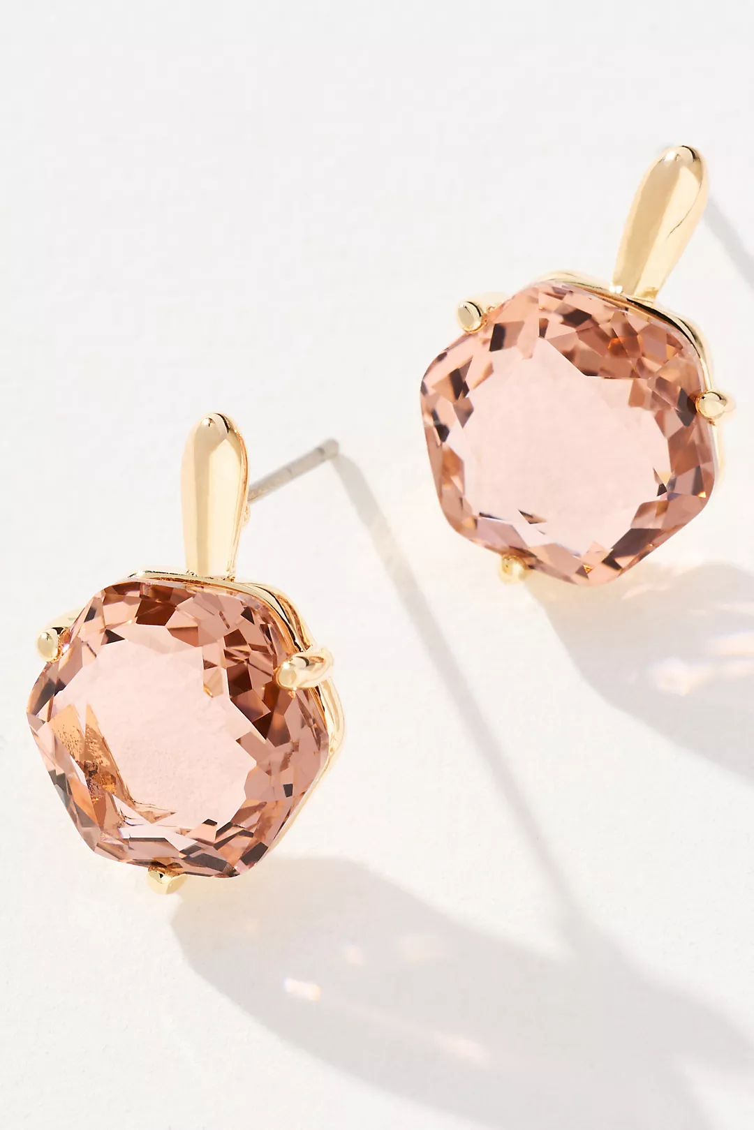 Hexagon Stone Post Earrings