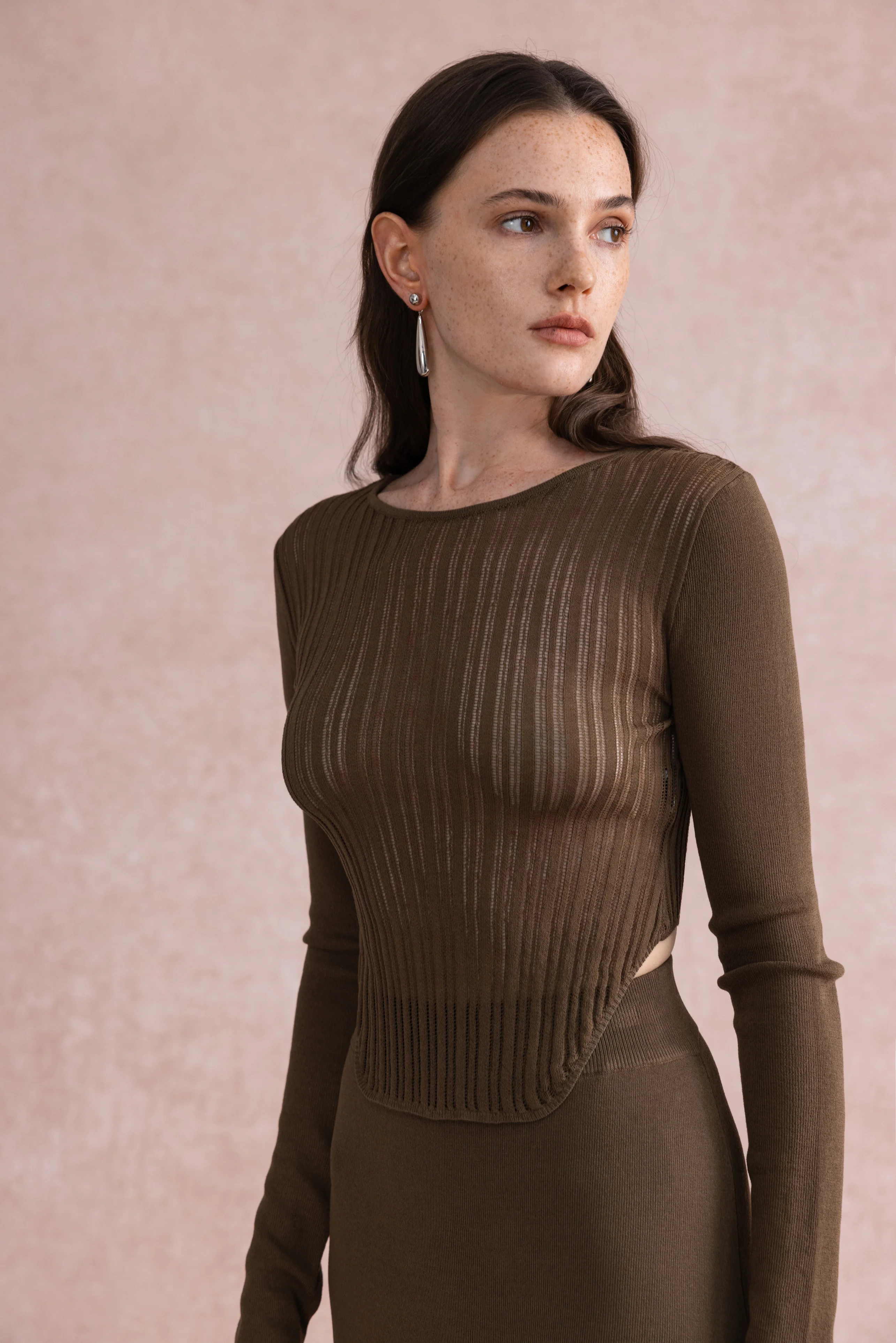 High-low hem knit set