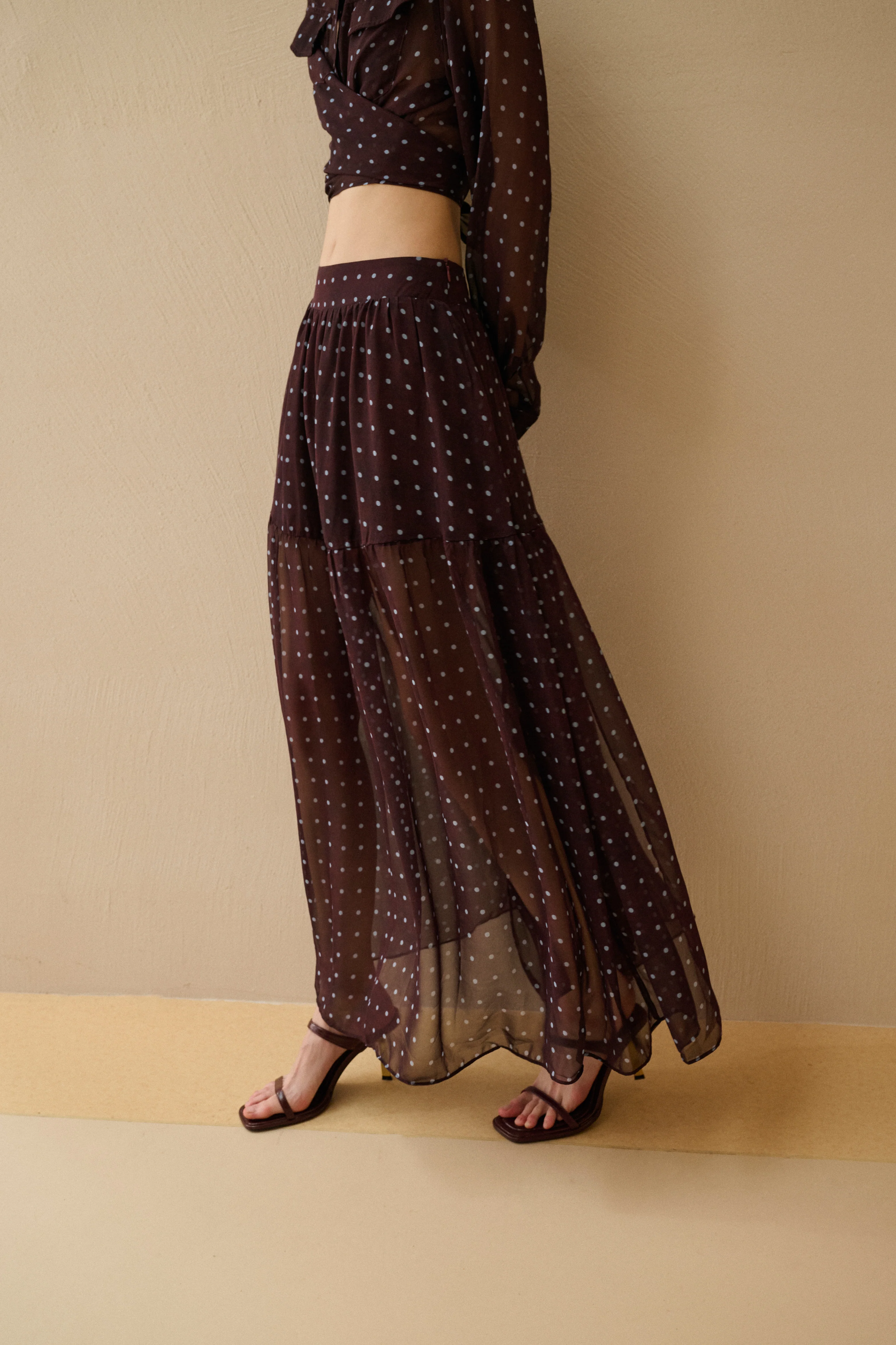 Polka dot A-line skirt