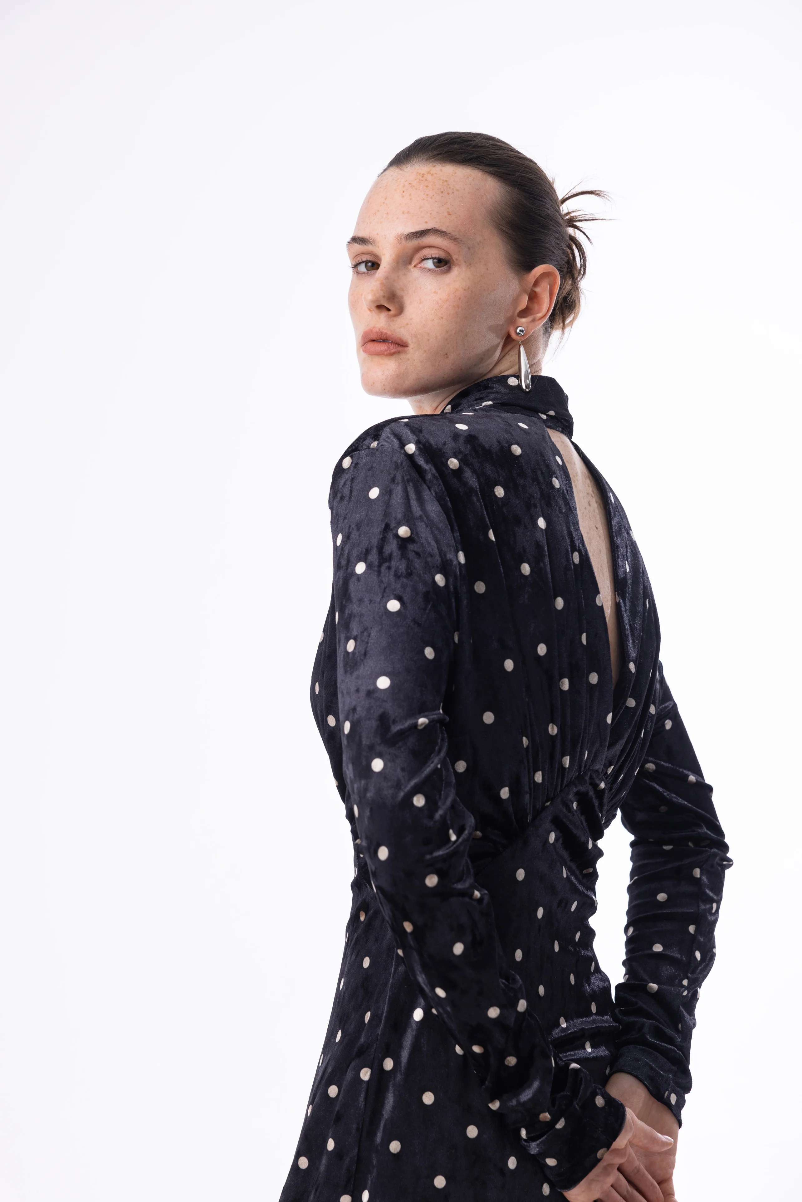 Velvet polka dot dress